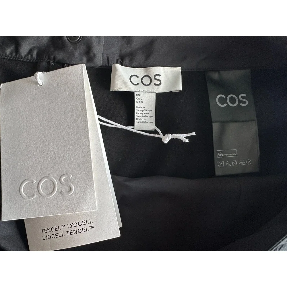 COS‎ Women's Size-L Black High-Waisted A-Line Skirt, Zipper Closure